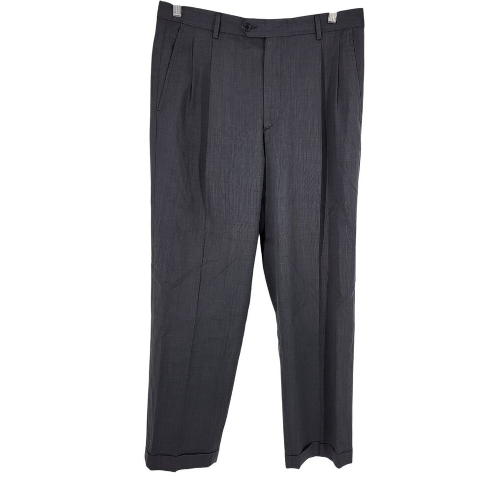 Italian Wool Dress Pants 34x30 Charcoal Tailored Officecore Business Formal